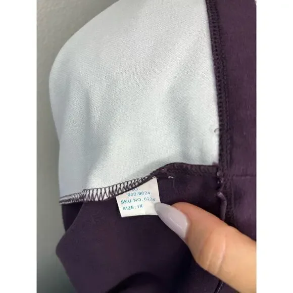 St John’s Bay Tank Top 1X in Plum Color Wide Strap V-Neck - Picture 6 of 11